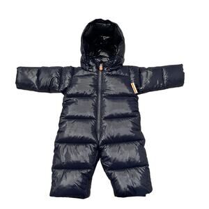 New Save The Duck Navy Blue Black One Piece Quilted Snowsuit Bunting 3-6 months